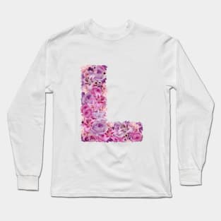 Pink Floral Letter L Long Sleeve T-Shirt